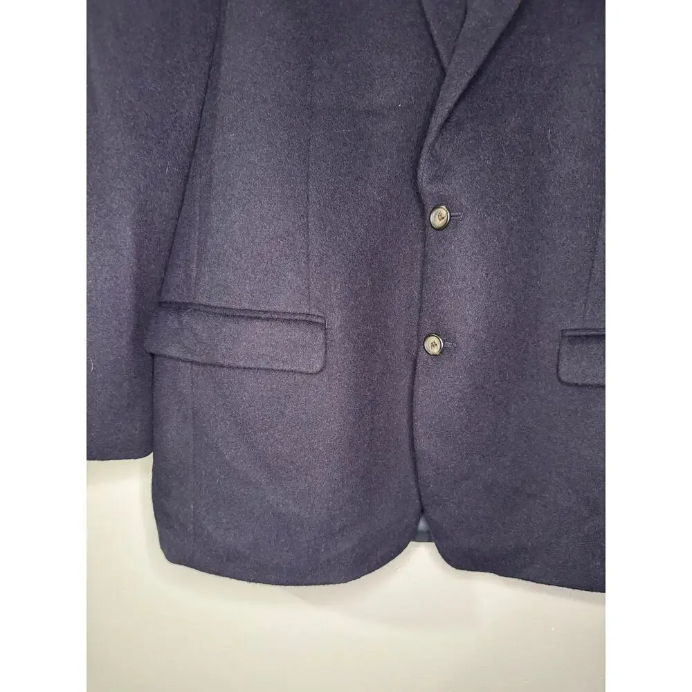 LAUREN Ralph Lauren 100% camel hair navy two button blazer size 44R